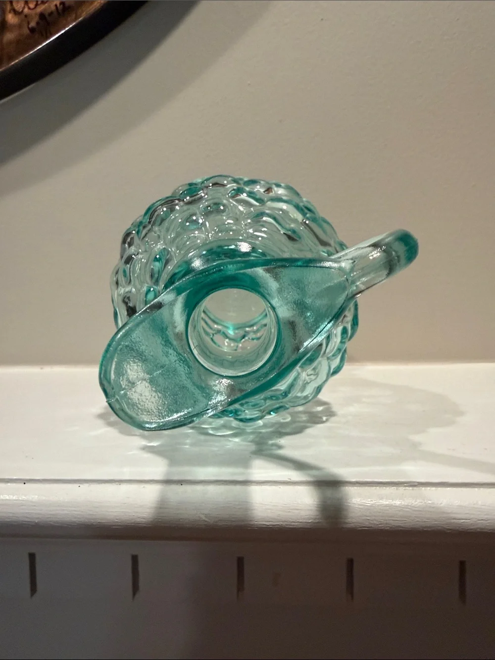 Vtg VETRERIA ETRUSCA Blue Green Glass Cruet  8”Tall Made In Italy Excellent!